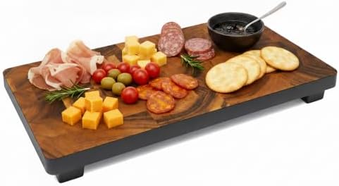Woodard & Charles Raised Acacia Wood Serving Board Tray, 16" x 8" x 1.75"