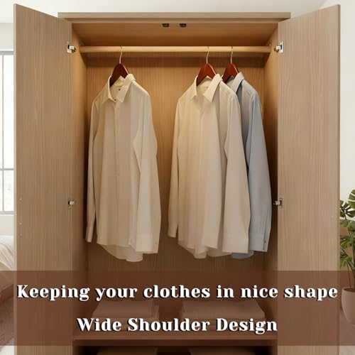 Premium Wooden Suit Hangers for Men Women, 8 Pack Wide Shoulder Wooden Hangers with Non Slip Pants Bar for Suits, Coats, Jackets, Dress, Heavy Duty Wide Clothes Hanger, Walnut