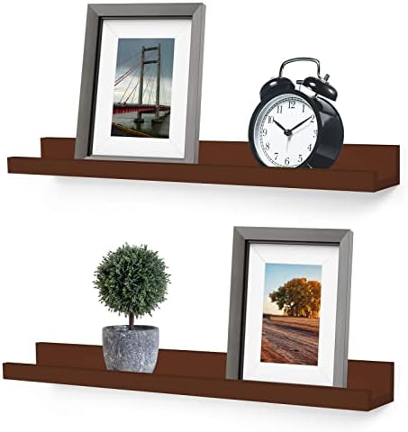 Greenco Picture Shelf, Set of 2 Wall Mounted Photo Ledge Floating Shelves for Bedroom, Living Room, Kitchen, Bathroom, N