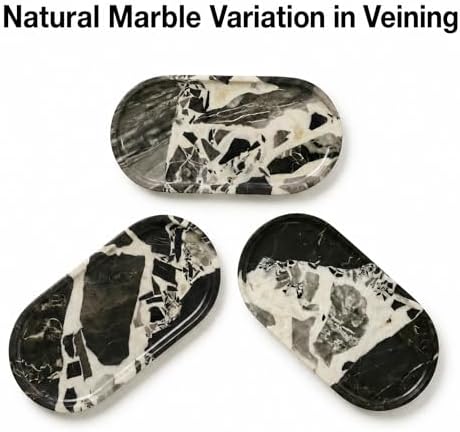 11.8 x 5.9 Inch Black White Veined Oval Marble Tray