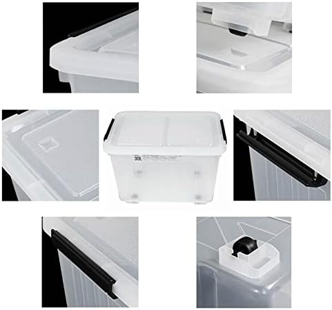 4 Packs 30 L Clear Large Storage Boxes Container with Lids and Wheels