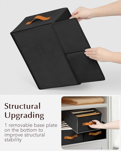 Homsorout Clothes Organizers and Storage - 4/5/7 Grids Fabric Jeans Organizer with Handles, Foldable Closet Organizers D