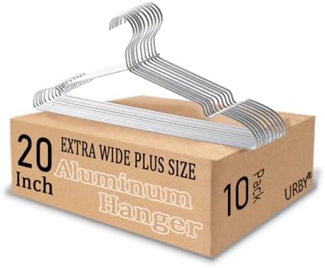Urby 20 Inch Extra Large Hangers, 4.2 mm Aluminum Heavy-Duty Hangers, 10pk
