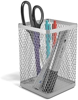 TRU RED Stackable Wire Mesh Jumbo Pencil Holder, Silver, 3-Pack