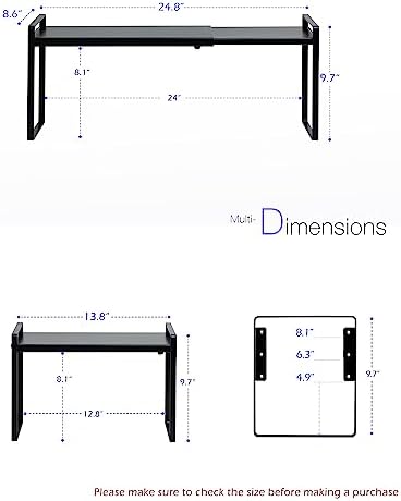 Nxconsu Cabinet Shelf Riser, Adjustable Cabinet Organizer, 8.6" Deep Black