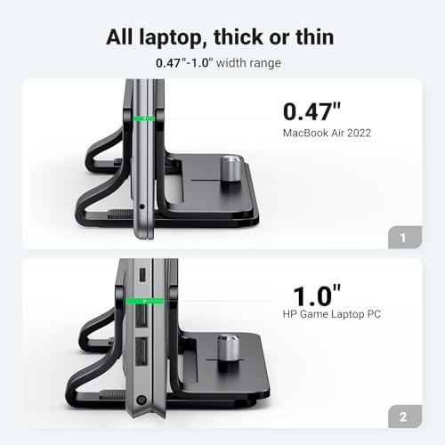 UGREEN Vertical Laptop Stand Holder for Desk Compatible with MacBook Pro, MacBook Air Stand Vertical Aluminum Adjustable