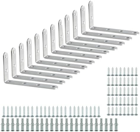 Alise 12Pcs Floating Shelf Brackets, 5x3in Heavy Duty L Bracket for Shelves