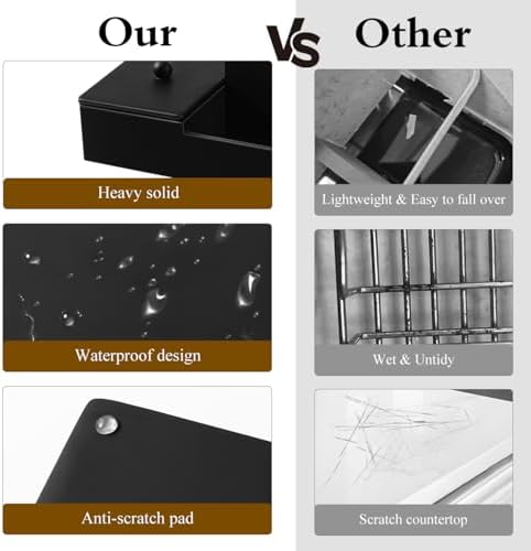 Luxspire Bathroom Counter Organizer with Lid, 6 Slots, Matte Black