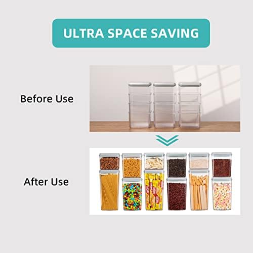 Ankou Food Storage Containers Pop Airtight Food Storage Containers with Lids for Kitchen Pantry Organizing Cereal Snack Flour Sugar Coffee Spaghetti Stackable - 8 Pcs (1.2, 2.0, 2.7, 3.3qt)*2