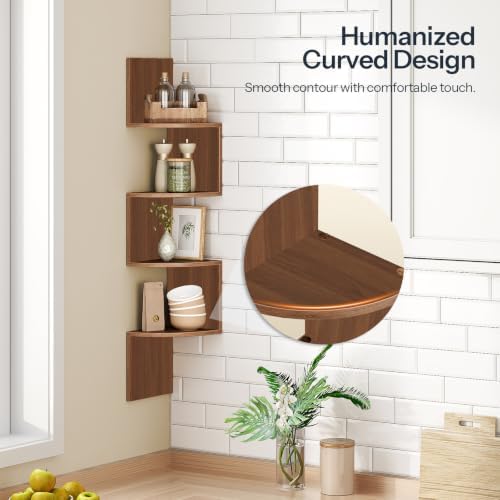 HOOBRO Corner Shelf Wall-Mounted, Set of 2 Floating Corner Shelves for Wall