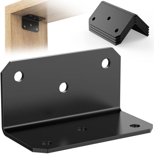 2 x 4 Inch L Brackets for Wood, Heavy Duty Galvanized Corner Braces, 4 PCS