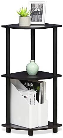 Furinno TURN-N-TUBE Corner Shelf, 3-Tier Corner Bookshelf, Display Storage Shelves with Open Shelves, for Organization a