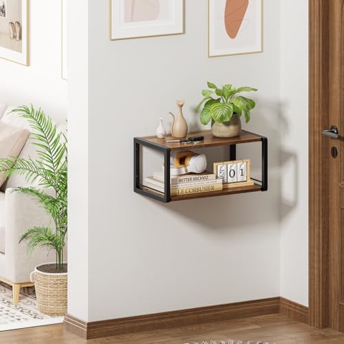 Floating Nightstand, Wood Bedside Shelf Wall Mounted Nightstand with Heavy-Duty Frame, Floating Bedside Table for Bedroo