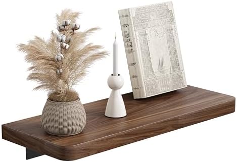 Danpoo 12 inch Solid Walnut Floating Shelf - Versatile Wall Shelf for Kitchen, Bathroom, Office, Displaying Books, Decor