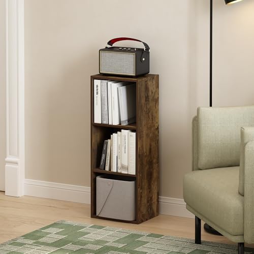 Furinno PASIR Book Shelf, 3-Tier Bookshelf, Open Storage Shelf Bookcase, Easy Assembly, 9" x 12" x 32", for Living Room,