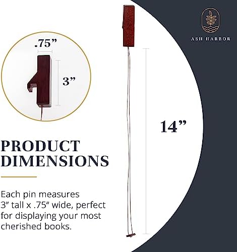 Ash Harbor Wall Book Organizers Hanging Pins - Extra Pins for Floating Shelves Wall Mounted, Extra Hardwood Hanging Pins