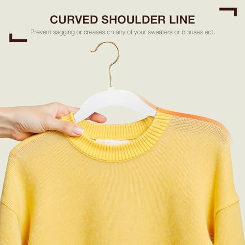 Korpai 50 Pack White Velvet Hangers,Felt Hangers with Gold 360°Swivel Hook,Coat Hanger Non Slip,Heavy-Duty,Space Saving,Slim Clothes Hangers for Pants,Outfit,Skirts,Suits,Coats,Dresses ect.