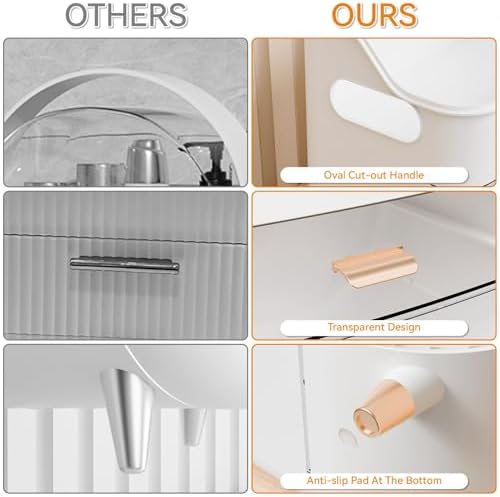 Yieach White Make up Organizer for Countertop,Vanity,Large Capacity Bathroom Makeup Skincare Organizers With Brush Holde