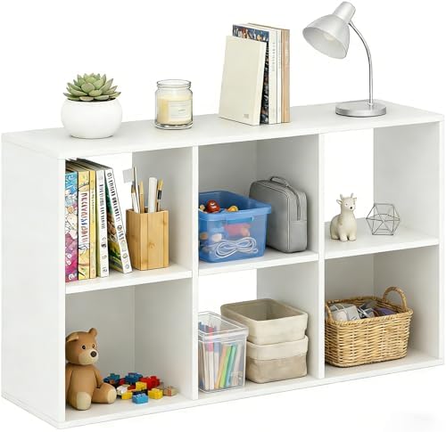 6 Cube Storage Organizer Shelf, Open Cube Bookshelf