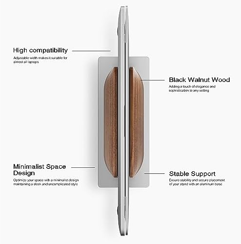 UPERGO Vertical Laptop Stand, Minimalist Wood Holder for MacBook, Walnut