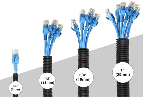10FT - 1/4 Inch Split Wire Loom with Installation Tool - Black