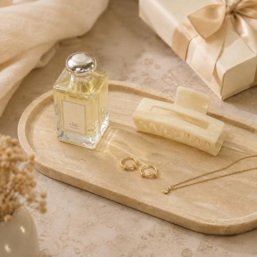 Beige Travertine Marble Bathroom Tray, 12 x 6 in, Vanity Tray