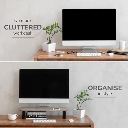 Anji Mountain Monitor Stand for Desk - Desktop Organizer & Laptop Riser, Ergonomic Monitor Riser, Space-Saving, Durable,
