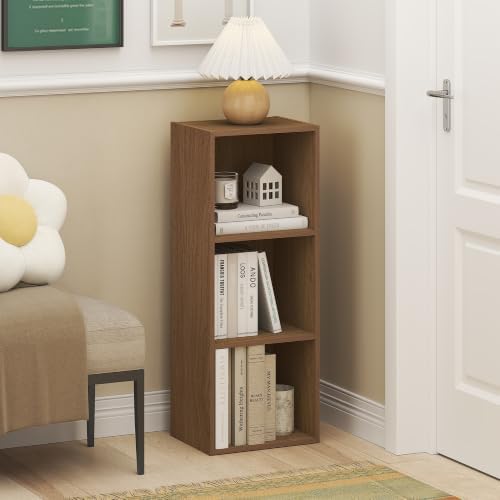 Furinno Luder 3-Cube Book Shelf, Bookshelf, Bookcase, Warm Walnut