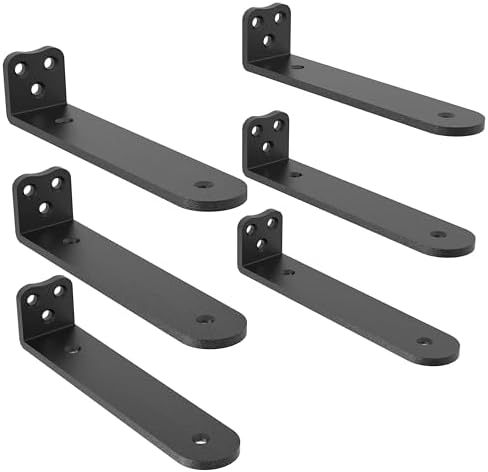 Eurydice Heavy Duty Floating Shelf Brackets, 1/4 in Thick 10 in 6Pack Black