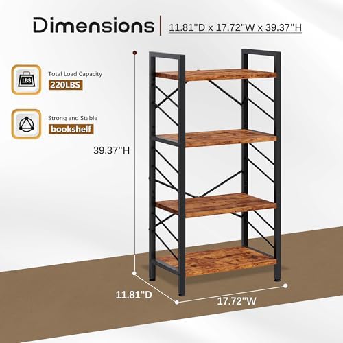 DurayLoly 4-Tier Small Bookshelf for Office, 39.37" H Modern Bookcase