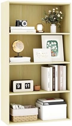 Four-Tier Living Room Bookshelf, Small Bookcase with 3 Shelves for Small Spaces, Standing Display Bookshelf with Storage