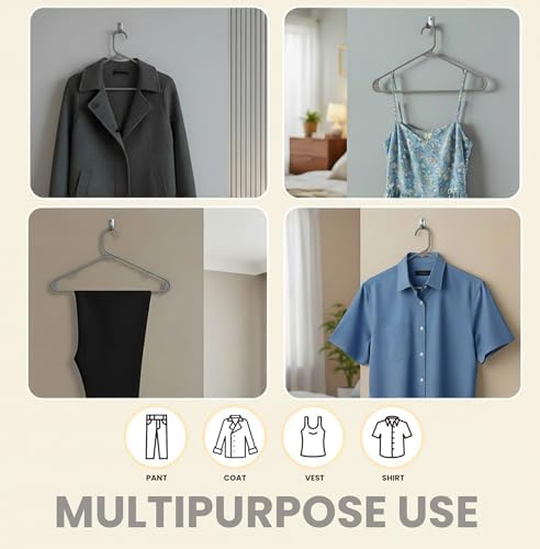 Utopia Home Plastic Hangers 20 Pack – Built-in Strap Hooks Grey