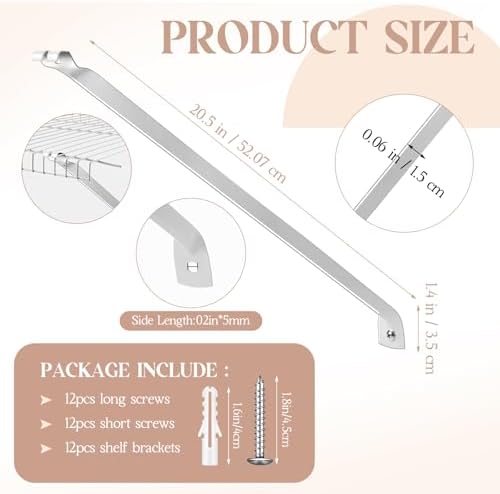 12 Pcs Wire Shelf Support Brackets, 16 Inch Wide Closet Shelving