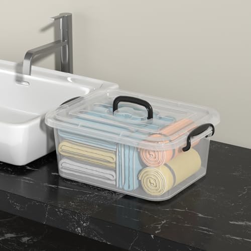 8 L Clear Plastic Storage Latch Container Box with Handle, 2-Pack