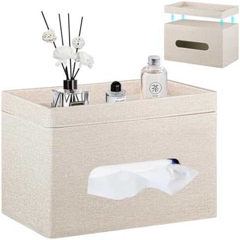 Extra Large Tissue Box Cover with Storage Tray,Rectangle Tissue Box Holder