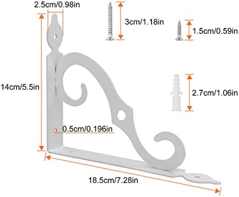 Acrux7 4 Pack Shelf Brackets 7.5X5.5 inch Thicken Iron Corner Brace Shelf Support Heavy Duty Wall Shelf Brackets White D
