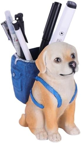 Cute Labrador Retriever Pen Holder, Resin Dog Pencil Holder for Desk