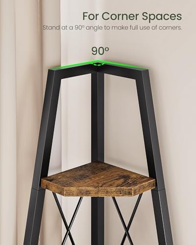 CHOEZON 5-Tier Corner Shelf, Corner Bookshelf, Ladder Shelf, Floor Standing Storage Rack, Open Display Stand, Plant Stan