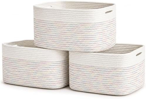 OrganiHaus Rainbow Baskets for Shelves, Set of 3, 15x9x10