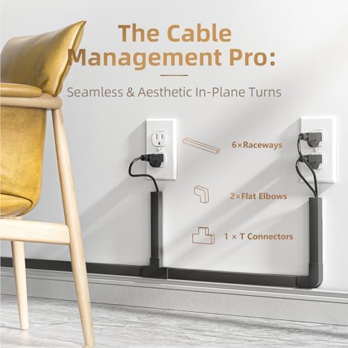 Delamu Black Cord Hider, 85in Cord Covers for Wires on Wall, One-Cord Cable Hider, Wire Hiders Wire Covers for TV Cords 