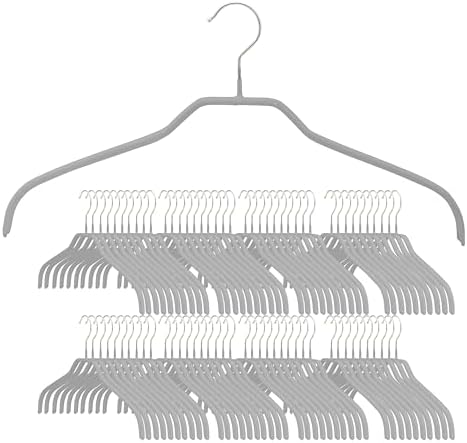 Narrow Petite Clothing Hangers by MAWA, Steel Hanger with Non-Slip Coating, for Shirts, Dresses, Suits, Camisoles, Jackets, 360-degree Rotatable Hook, Set of 80, Silver