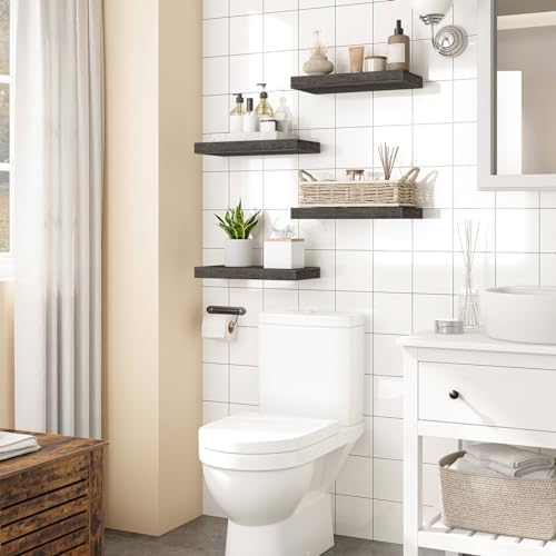 HOOBRO Floating Shelves for Wall, Wall Mounted Shelf Set of 2, 15.7" Hanging Shelf with Invisible Brackets, for Wall Dec