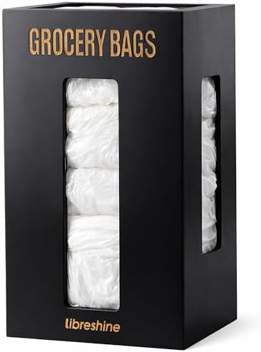 Libreshine Extra Large Black Bamboo Grocery Bag Holder for Plastic Bags