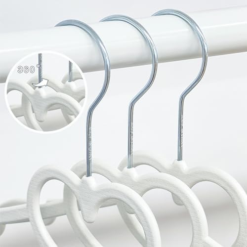 Plastic Hangers 50 Pack - Space Saving Cute Heart Hanger（White）