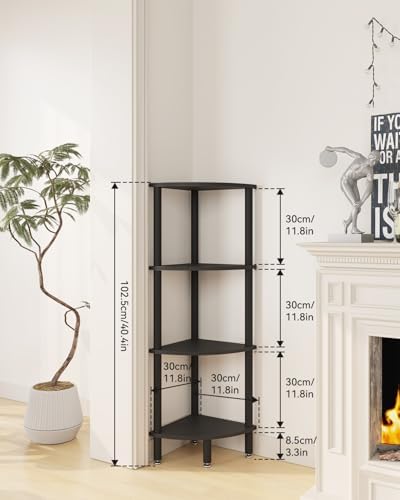 IBUYKE 4 Tier Corner Shelf Stand,Industrial Corner Display Rack WBC014B
