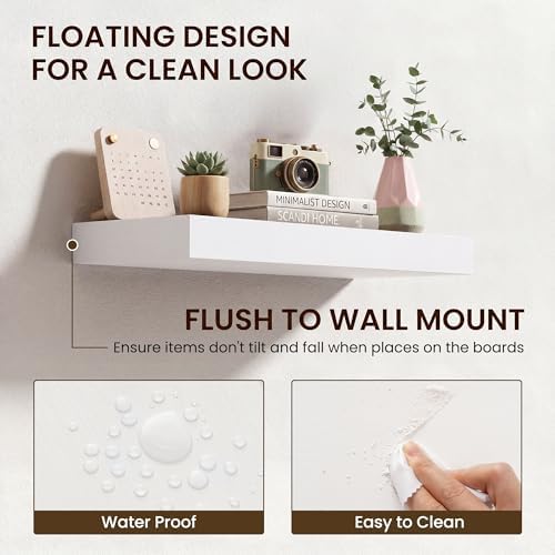 Axeman 55Inch Floating Shelves for Wall, 2 Packs, Invisible Brackets, White
