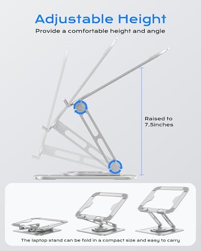 LOXP Adjustable Laptop Stand, Computer Stand with 360 Rotating Base