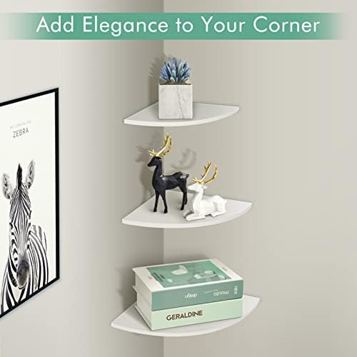 Set of 3 Corner Floating Shelves - Wall Mounted Storage Rack Bookshelves Home Furniture Office Decor, White
