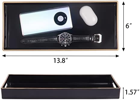 MAONAME Black Bathroom Vanity Tray, Rectange Toilet Tank Trays with Handles