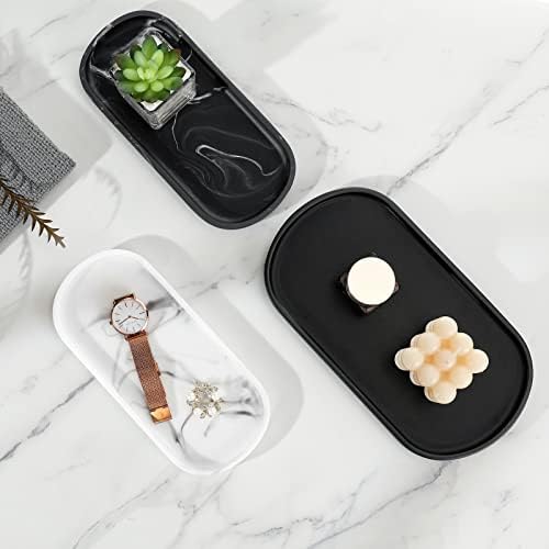 Luxspire 10" Oval Bathroom Tray for Countertop Organizer, Gravel White